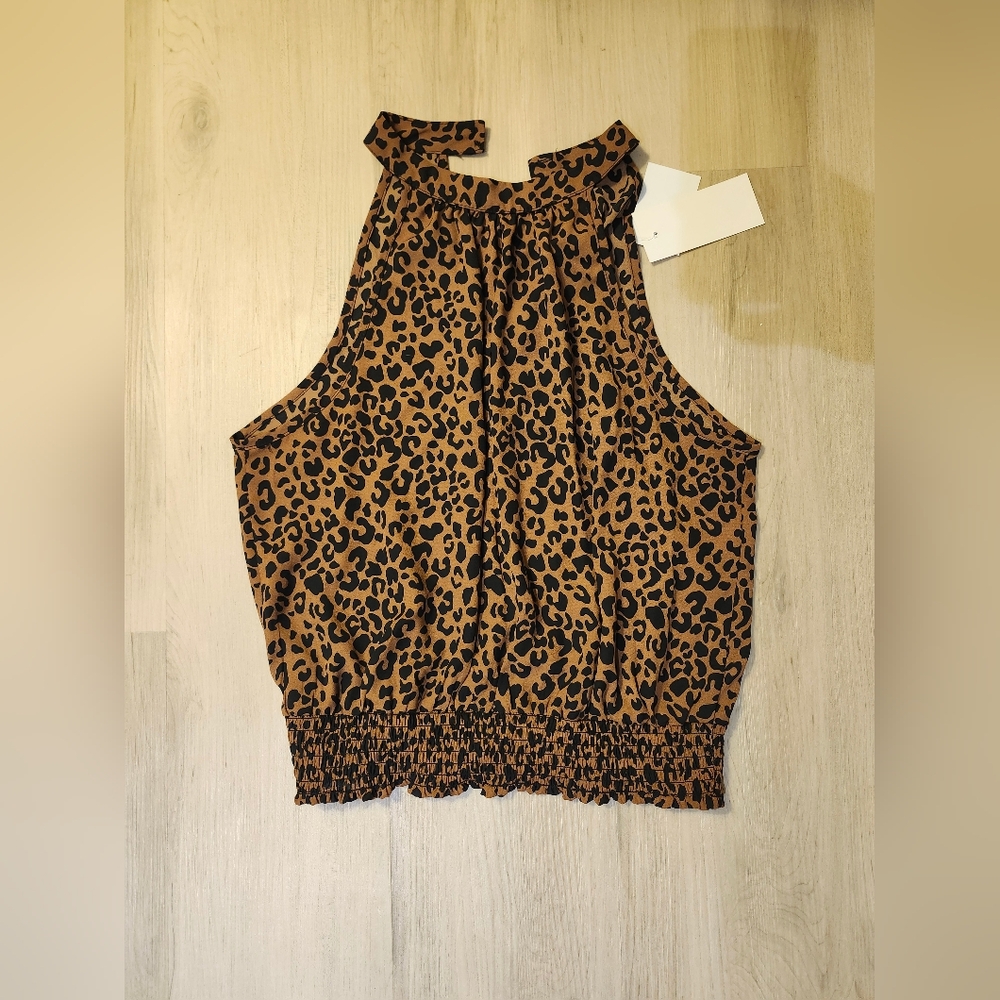 Sienna Sky Brown and Black Smocked Ruffled Tank Top